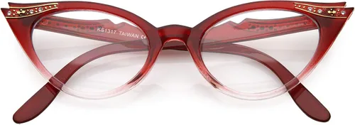Vista 7 de zeroUV Gafas de ojo de gato con cristales transparentes con diamantes de imitación retro para mujer, 2.008 in