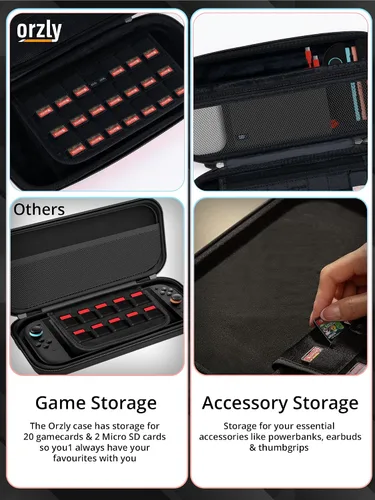 Vista 10 de Orzly Case for Nintendo Switch 2 Protective Travel Carry Case with Screen Padding, Game Cards & microSD Slots with Zipped & Open Pockets for Console