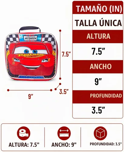 Vista 7 de Fast Forward Cars Lightning McQueen Bolsa de almuerzo aislada para niños Rojo(Cars Red)