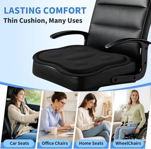 Vista 7 de Cojín de asiento de gel refrescante suave fino 18" x 17" con gel de Negro