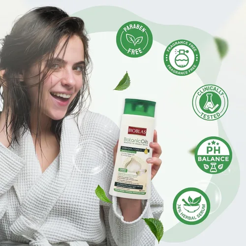 Vista 5 de BIOBLAS Champú de ajo – Crecimiento del cabello inodoro y sin perfume para hombres y mujeres – Aclarador para limpiar el cabello, raíces y cuero