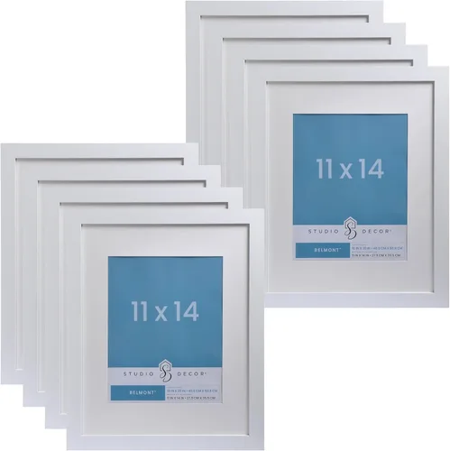 Vista 5 de Studio Décor - Portarretratos Belmont blanco de 5 x 7 pulgadas con paspartú de 4 x 6 pulgadas, accesorios para colgar, pantalla horizontal