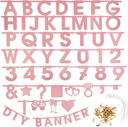 Vista 13 de SUNBEAUTY kit de decoración con cartel de símbolos y letras personablizables temáticos para fiestas para bodas, cumpleaños bienvenidas, decoraciones