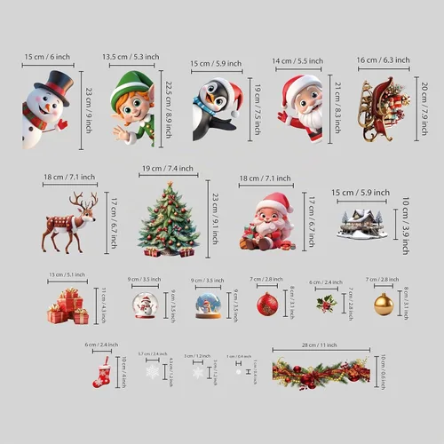 Vista 6 de WALPLUS Adhesivos de Navidad para Ventana - Decoraciones de Liquidación, de Doble Cara, Reutilizables, Despegar y Pegar, Extraíbles para Vidrio