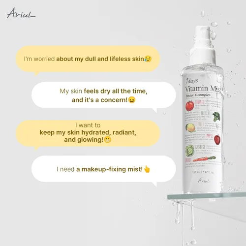 Vista 3 de Ariul 7 Days Vitamin Mist 5.07 fl. oz. All Natural Green Graded Nutrients Facial Toner Spray hidratante – Biotina, niacinamida, riboflavina, ácido