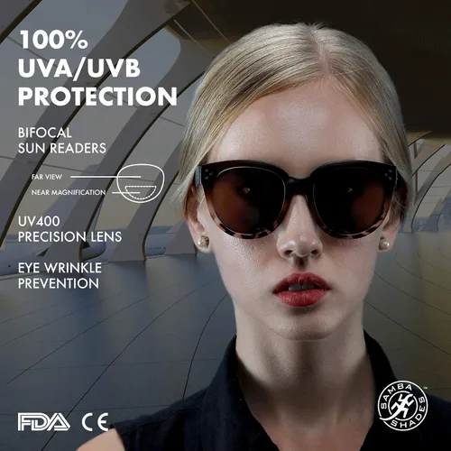 Vista 2 de SAMBA SHADES Gafas de sol bifocales para mujer lectura de gran tamaño lectura redonda bajo el sol
