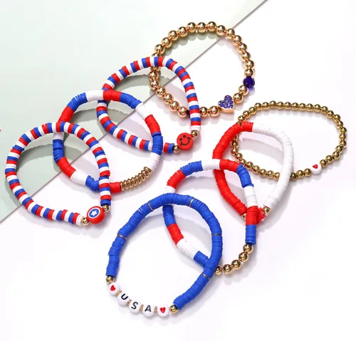 Vista 94 de Surfer Heishi - Pulseras apilables para mujer, apilables, de vinilo arcoíris, disco de arcilla, pulseras elásticas para la amistad, joyería bohemia