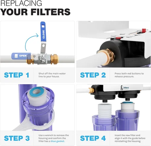 Vista 3 de iFilters Sistema de filtro de agua de 2 etapas para toda la casa - Juego de repuesto de cartuchos de filtro de agua para sedimentos y CTO compatible