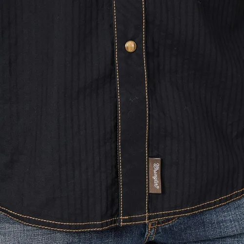 Vista 4 de Wrangler Camisa retro de manga larga con dos bolsillos para hombre, VerdeBlanco