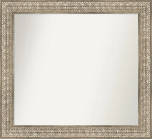 Vista 408 de Amanti Art Espejo de baño plateado para sobre fregadero, 26 x 26 pulgadas, espejo cuadrado de níquel pulido, marco de madera tradicional mediano, se