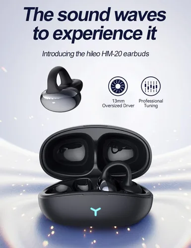 Vista 10 de Auriculares con clip de oreja abierta, auriculares inalámbricos Bluetooth 5.3 12 horas de reproducción, DT5.0 a prueba de fugas, micrófono