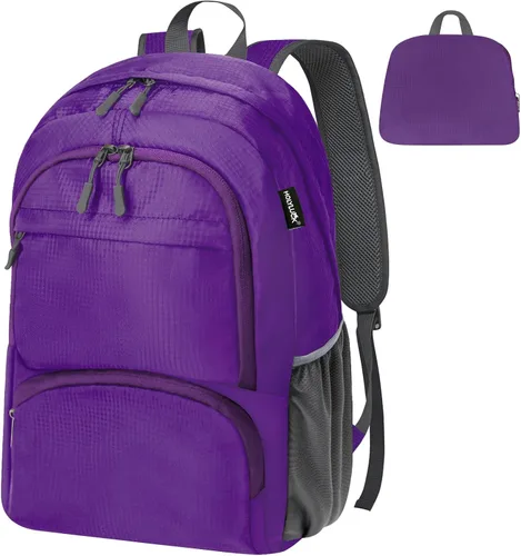 Vista 9 de Holyluck - Mochila ligera de 20 L, plegable, para senderismo, mochila de viaje plegable para hombres y mujeres, pequeña bolsa de hombro plegable