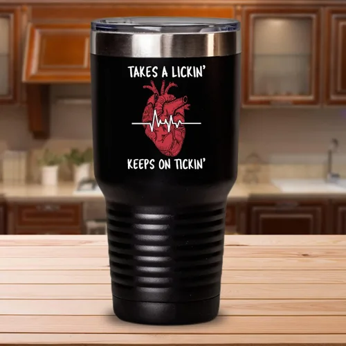 Vista 2 de Divertido vaso poscirugía de corazón, sobreviviente, cirugía, recuperación de cirugía cardíaca, postoperación, regalos postoperatorios (20 onzas)
