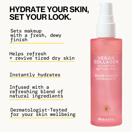 Vista 3 de Pacifica Beauty Vegan Colágeno Hidratante - Imprimación facial hidratante iluminadora para piel húmeda, con colágeno vegano y escualano para un