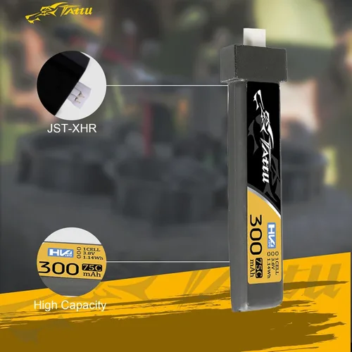 Vista 4 de TATTU 300mAh 3.8V Alto Voltaje 75C 1S1P Lipo Batería con BT 2.0 Plug (5pcs)