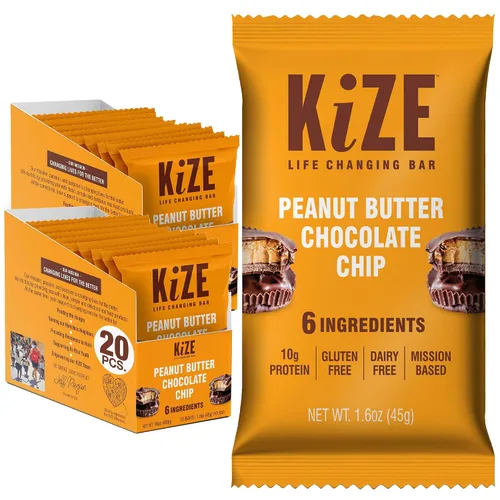 Vista 18 de KiZE Energy Bars - Barras energéticas de reemplazo de comidas con alto contenido de proteínas, a base de mantequilla de almendras, sin gluten, sin