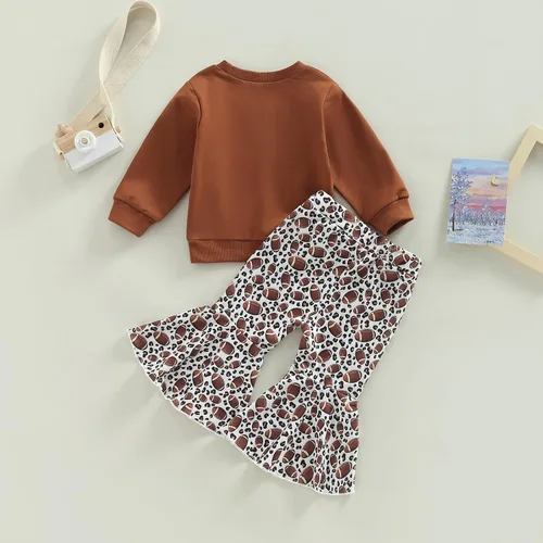 Vista 3 de Karuedoo Conjunto de sudadera de manga larga para bebé niña con pantalones acampanados para otoño e invierno