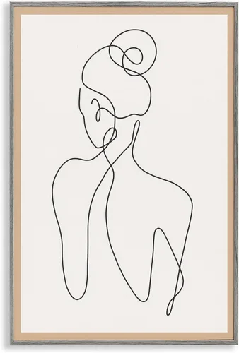 Vista 10 de Stupell Industries Dibujo de línea de mujer minimalista con marco blanco Giclée, diseño de LSR Creative Studio, 12 x 18 Blanco costero (Texturado)