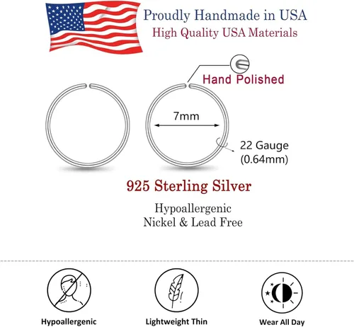 Vista 67 de Small Gold or Sterling Silver Huggie Hoop Earrings for Women Cartilage Nose Helix Tragus