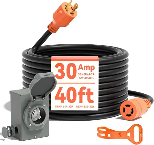 Vista 7 de AAIN - Cable generador de 30 amperios de 50 pies y caja de entrada
