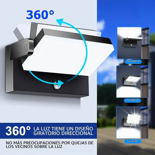 Vista 9 de luces al aire libre de la pared de 40W LED, luz de inundación giratoria del panel 360°, 5000K