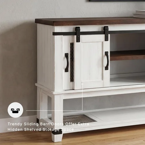 Vista 19 de Signature Design by Ashley Valebeck - Servidor de comedor de estilo granja o gabinete de aparador, blanco y marrón