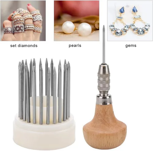 Vista 4 de Salmue Juego de herramientas de cuentas, 23 piezas de herramientas de abalorios de ajuste de diamante, kit de herramientas para hacer joyas, cuentas