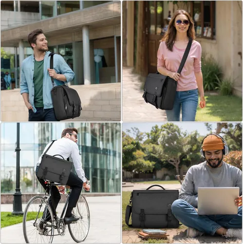 Vista 5 de MATEIN Bolsa de mensajero para hombre, bolsa cruzada de 15.6 pulgadas, mochila de trabajo, mochilas de viaje médicas acolchadas impermeables