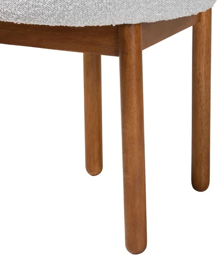 Vista 7 de Baxton Studio Edric Modern Japandi - Juego de sillas de comedor de 2 piezas con tela de boucle gris claro y acabado marrón nogal