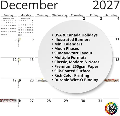 Vista 4 de Calendario de pared de crepúsculo místico 2026 - Paisajes de ensueño encantadores con vacaciones