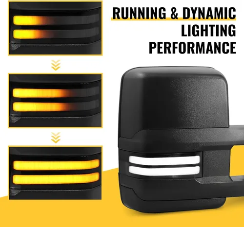 Vista 3 de Espejos de remolque para Dodge Ram 1500 2009-2018, Dodge Ram 2500 3500 2010-2018 con función de vidrio eléctrico, sensor de temperatura, flecha