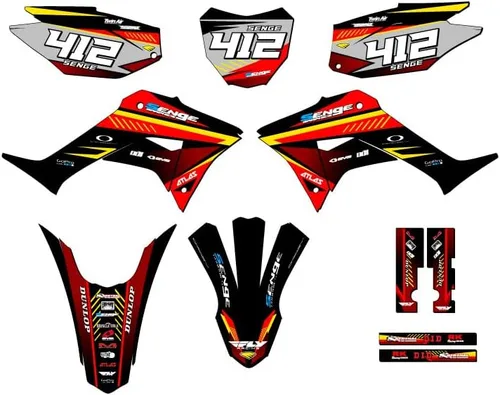 Vista 7 de Kit de base gráfica CRF 250 F Surge Black Senge 2019-2025 compatible con Honda