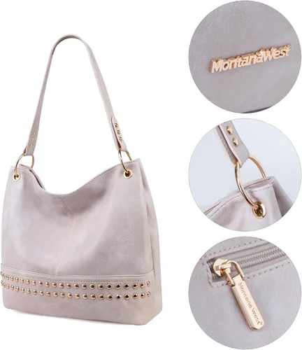 Vista 4 de Montana West Monederos para mujer, bolsos de hombro Hobo con cremallera Purses, with Zipper, Purses, with Zipper