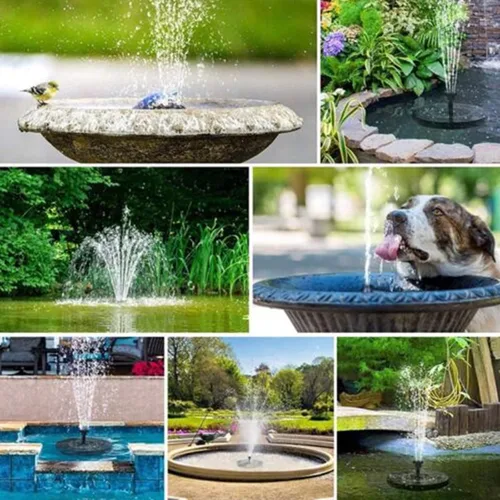 Vista 4 de Fuente solar para baño de pájaros, bomba de fuente flotante con energía solar, bomba de fuente de agua flotante de pie para baño de pájaros, jardín