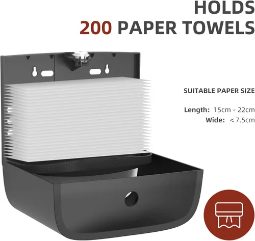 Vista 4 de Dispensador de toallas de papel comercial soporte de pared Portador de toallas de papel de gran capacidad Dispensador de toallas de mano plegadas C