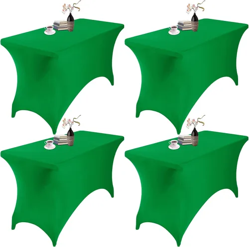Vista 30 de Paquete de 2 fundas de mesa de elastano impermeables para mesas rectangulares, 6 pies, negras, elásticas, resistentes a manchas, para todas