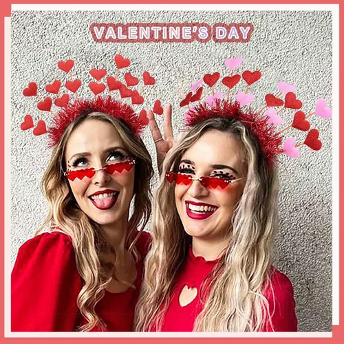Vista 3 de Olbye Diadema para el día de San Valentín, diadema de corazón rojo, para fiestas, día de San Valentín, accesorios para el cabello para mujeres