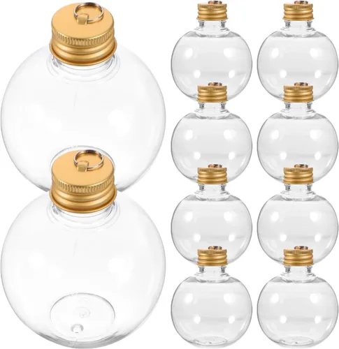 Vista 9 de Baluue 10 piezas de bolas de bebida de Navidad de 100 ml, adornos grandes de vaso de chupito de plástico transparente, adornos llenables para árbol