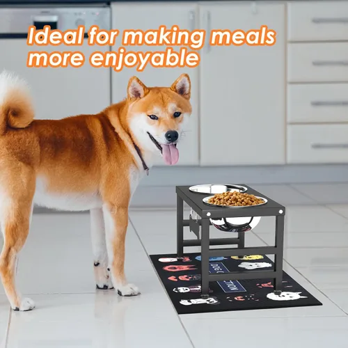Vista 6 de ADENGL Cuenco elevado de metal para perros, soporte elevado para comedero de perros de 10" de alto con 2 cuencos de acero inoxidable de 42oz y Negro