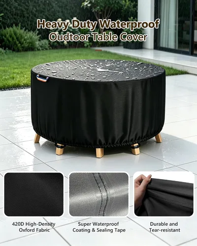 Vista 5 de STARTWO Fundas redondas para muebles de patio, fundas impermeables para muebles de exterior, resistentes a los rayos UV