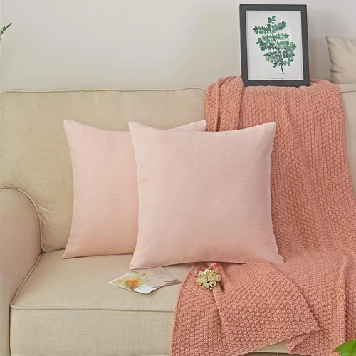 Vista 3 de Spring Garden Home Juego de 2 fundas de almohada pequeñas decorativas y suaves para verano, 16 x 16 pulgadas, color rosa crema