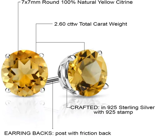 Vista 86 de Gem Stone King Aretes de plata de ley 925 con piedra natal redonda de 0.276 in para mujer
