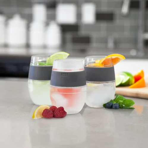 Vista 8 de Host Set de Tazas para Vino Congelables de 2 - Tazas de Plástico de Doble Pared Aisladas para Enfriar Vino con Gel Congelable, Vasos de Vino