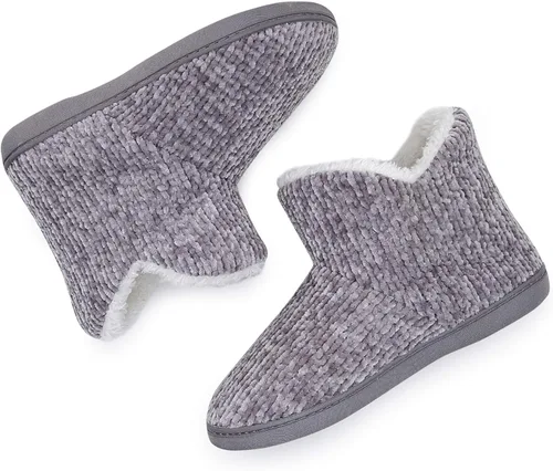 Vista 5 de pantuflas abrigadas de felpa, para interiores y exteriores, ideales para el invierno, para mujer, cómodas, botines