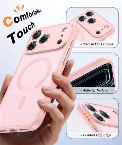 Vista 720 de FNTCASE Funda para iPhone 17 Pro: Fundas delgadas translúcidas de color azul claro compatibles con MagSafe, protección completa de la cámara