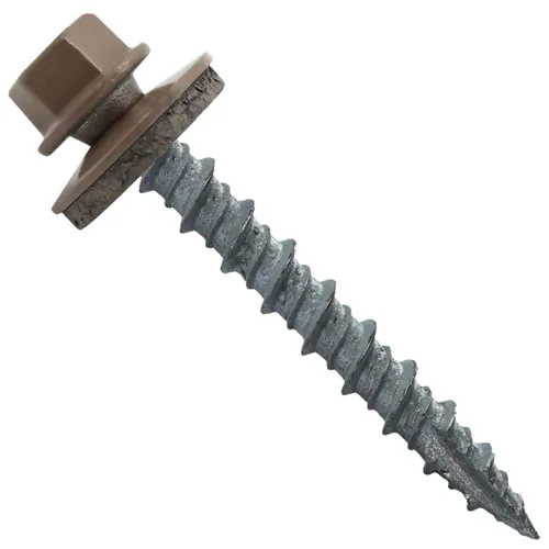 Vista 72 de 10 tornillos para techos de metal gris ABC de 1-1/2 pulgadas, cabezal de arandela hexagonal, arranque automático/roscado, arandela EPDM. 1 bolsa