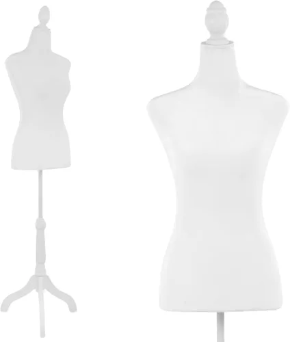 Vista 9 de FDW Maniquí femenino con forma de vestido de cuerpo, maniquí de costura, maniquí de torso con base de trípode, maniquí ajustable para coser ropa