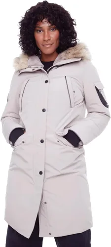 Vista 13 de ALPINE NORTH Laurentian - Chaqueta larga de plumón vegano para mujer con capucha de piel sintética