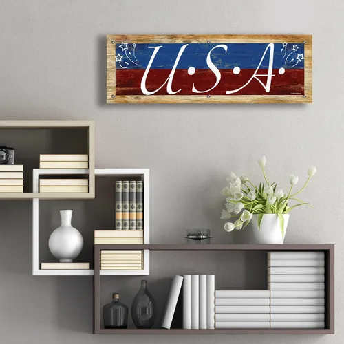 Vista 7 de Epic Art 'USA' de Ed Wargo, arte de pared de vidrio acrílico, 36"x12