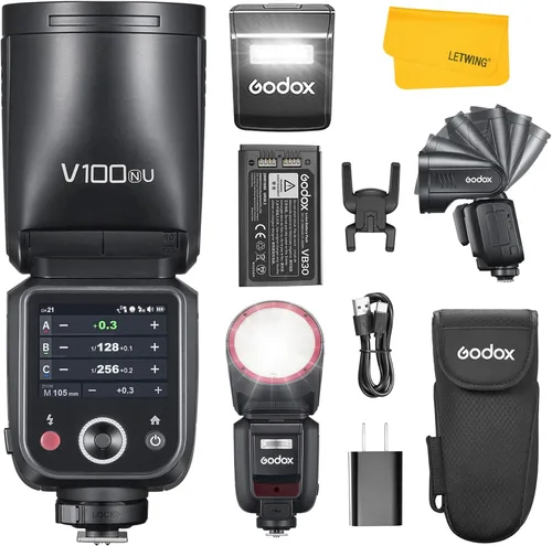 Vista 10 de Godox V100 C V100-C Flash para Canon, 100Ws TTL Canon Speedlite HSS 1/8000S, Control de Pantalla Táctil, 400 Flashes de Potencia Completa, Batería